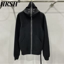 HKSH Autumn New Man Tide Dark RO Style Shark Shape Eyelet Zipper Hooded Long Sleeve Sweatshirt Chic Ins Hoodie Women Ins HK12791