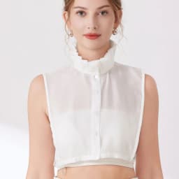 Ruffled Bows Tie Decorative Fake Collar Ladies Detachable Sweater Half Shirt High Collar For Women Girls
