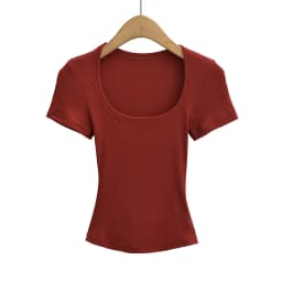 Square Collar High Stretch Summer Crop Tops Women Short Sleeve Tops Sexy Pullover Bottoming Blouses Slim T-shirt