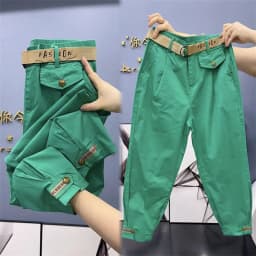 High-quality High Waist Solid Color Cotton Pants Women Fashion 2026 Autumn Loose Casual All-Match Harem Pants Trousers Ladies