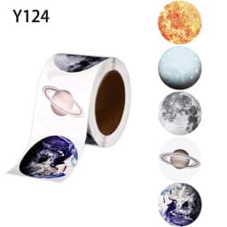 500Pcs /1 Rolls 2.5cm/1inch Planet Space Planet Circle Sticker Decoration Gift Box Sticker Label Stationery Sticker