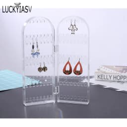 120/180/240/360holes Plastic Clear Earrings Studs Display Rack Folding Screen Earring Jewelry Display Stand Holder Storage Box