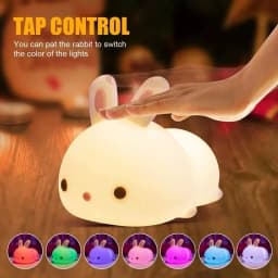 LED NightLights Silicone Rabbit Night Light with USB Charging Colorful Atmosphere Lamp for Children Kids Holiday Gift