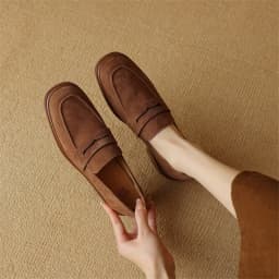 2026 Spring Sheep Suede Women Shoes Round Toe Chunky Heel Women Pumps Shoes for Women Deep Mouth Loafers Low Heels Ladies Shoes