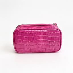 Crocodile Pattern Cowhide Cosmetic Bag Rose Red Light Luxury Genuine Leather Women Travel Portable Toiletry Storageanity Case