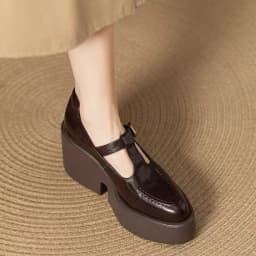 Chunky Platform High Heels Pumps Women Spring PU Leather Ankle Buckle Mary Jane Shoes Woman Brown Thick Heeled Sandals Loafers