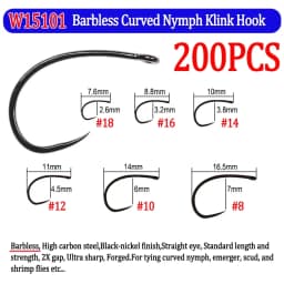 200pcs Barbed and Barbless Fishing Fly Hook Nymphs Pupa Egg Fly Dry Fly Wet Fly Jig Nymph Hook Caddis Streamer Fly Tying Hook