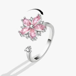 SMJEL Flower Shiny Rhinestone Rotatable Fidget Spinner Ring for Women Anti Anxiety Butterfly Animal Design Anti Stress Accessory