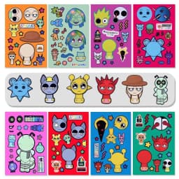 8/16/24sheets Cute Sprunkie Stickers Make Your Own Sprunkie Sticker Make A Face Stickers Kids Game Cartoon DIY Party Supplies