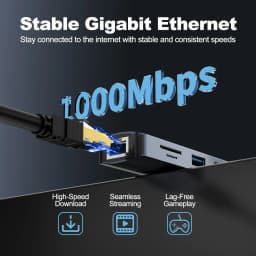 8 in 1 USB C Hub with 4K 60Hz HDTV 1Gbps Ethernet 100W Power Delivery SD/TF Card Slots USB 3.0*3 5Gpbs Data Ports for MacBook