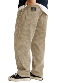 Autumn Winter Fashion Men's Solid Color Simple Basic Casual Trendy Loose Wide Leg Straight Corduroy Trousers Male Pants Clothes