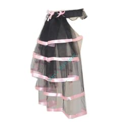 E15F Women's Elastic Waist Layered Long Tulle Skirt Ruffled Mesh Overskirt For Stage Performances Game Wear