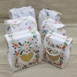 10pc 2sizes Paper Gifts Package Box with Hanger DIY Handmade Marble Flower Style Paper Window Box Paryt Suppiles Wrapping