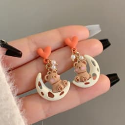 32 Style Colorful Enamel Cartoon Cute Rabbit Fox Ear Clips Funny Cat Bear Long Clip on Earrings Without Piercing for Women Girls