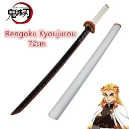 Demon Slayer Katana Sword Original Assembled Anime Cosplay Props Orange Kyoujurou Tanjirou Tokitou Muichirou Swords 72cm