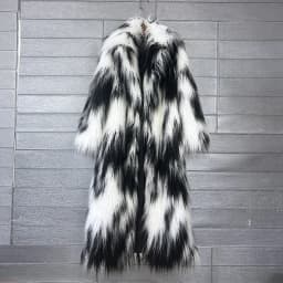 DEAT 2026 Winter New Items Imitation Colorful Long Coat For Women Faux Fur Suit Collar Long Sleeve Trench Jacket Female 11A05577
