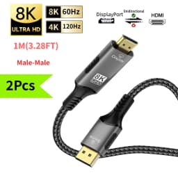 1/2Pcs 4K DisplayPort to HDMI Adapter Cable DP 2.1 4K@60Hz 2K@120Hz [DP Alt Mode] Compatible with Gaming PC to TV Monitor