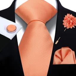 Men's Solid Necktie Cufflinks Pocket Square Lapel Pin Flower Brooch Elegant Man Wedding Shirt Accessory Set Suit Groomsmen Gifts