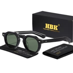 HBK Classic Round Men Sunglasses Vintage Small Frame High-Quality Acetate Frame Sun Glasses Women Party Travel Outdoor Glasses