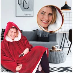 Wearable Lazy Blanket Hooded Face Jacket Thickened TV B Long Sleeve Mid-Length Cotton Padded Coat Pure Color Winter Women's Wear