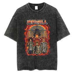 2026 Anime Attack on Titan Eren Jaeger Printed T-shirt Men's and Women's Washed T-shirt High Quality Vintage Cotton T-shirt Top