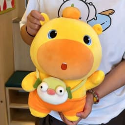 Plush Doll Orange Capybara Lulu Soft Stuffed Toy Pufferfish Crossbody Bag Throw Pillow For Sofa Home Decoration Adult Gift
