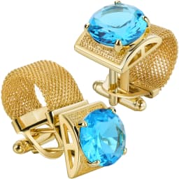 Men Birthstone Cufflinks Gold Mesh Chain Oval Crystal Zircon Cuff Links for French Shirt Birthday Gift for Men HAWSON