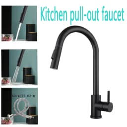 Stainless Steel Kitchen Faucet Single Hole Pull Out Spray 360° Swivel Sink Faucet High Arc Modern Design