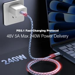 UGOURD Thunderbolt 5 USB4 Gen4 Cable 90 Degree Right Angle Elbow 80Gbps 16K Braided USB‑C to C 240W Fast Charging Cable For EGPU