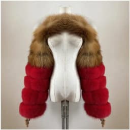 BEIZIRU Women's Real Fur Coat Silver Fox Red Fox Two Sleeve 60CM Length Naked Fashion