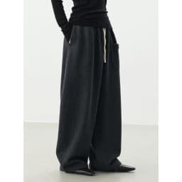 Curved Hem Pants~Wool Elastic Waist Wide-Leg Casual Pants for Women, 2025 Winter Fashionable Thickened Floor-Length Pants