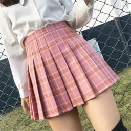 Pleated Skirt Female Student Korean Style Spring Summer Y2k New High Waist Slimming College Style A- Line Pink Plaid Skirt Women