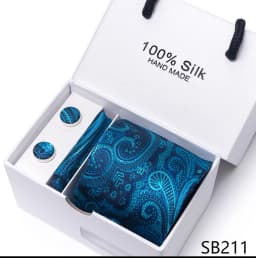 Classic Style 65 Colors Sales Silk Tie Handkerchief Cufflink Set Men Necktie Box Solid Color Sky Blue Fit Wedding Office Cravat