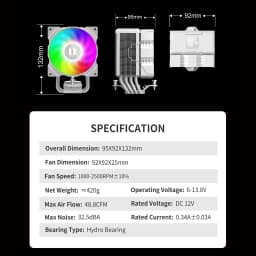 UPSIREN Walrus Assassin 90 4 heat pipe single tower air cooler with temperature display 9CM ARGB PWM fan supports LGA1700 AMDAM5