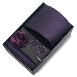 2025 New Design Brand 8 cm Blue Striped Tie Handkerchief Cufflink Brooch Set Man Gift Box Wedding Gift Fit Formal Party