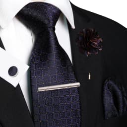 Brown Yellow Plaid Ties For Men Luxury 8cm Silk Tie Pin Pocket Square Cufflinks Tie Clip Set Business Party Wedding Accessories