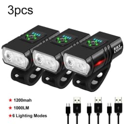 Bicycle Light 2T6 LED Front USB Rechargeable Mountain Bicycle Lamp 1000LM Bike Headlight Flashlight Cycling Accessories Tail