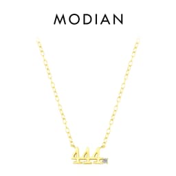 MODIAN 925 Sterling Silver Simple Digit Stackable Fashion Necklaces Gold Color Adjustable Exquisite Pendant For Women Jewelry