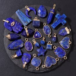 2PCS Natural Blue Lapis Lazuli Stone Gem Pendant Connector Charm For DIY Woman Men Jewelry Making Accessory Wholesale