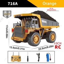 ZWN 1/16 1/20 Remote Control Excavator Dump Truck RC Model Car Toy Professional Alloy Simulation Construction Vehicle for Kids