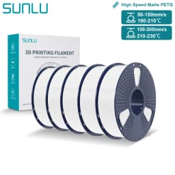 SUNLU High Speed Matte PETG Filament 1.75mm High Toughness Easy Print Fast 3D Printing Material Durable Smooth Finish 1KG Spool