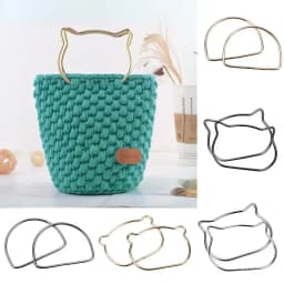 2Pcs Semicircle Cat Shape Metal Bag Handles Replacement Handles For Women‘s Bags Handmade Bag AccessoriesDIY Handbag Hardware