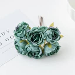 6Pcs Artificial Flowers Wedding Mini Bouquet Wreath Scrapbooking for Home Christmas Decor Diy Holiday Accessories Silk Tea Rose