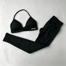 DFHE High Waist Scrunch Butt Leggings Set, Backless Halter Sports Bra, Seamless 2-Piece Yoga Fitness Athletic Wear