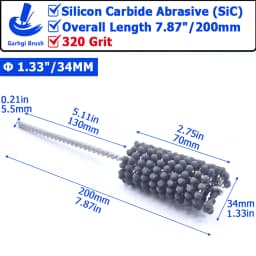320Grit Cylinder Hone Ball Brush Tool Silicon Carbide Metal Engine Valve Guides Deburring Carbon Removal Crosshatching Polishing