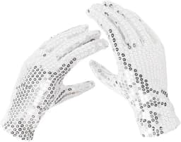 2026 Jackson Style Sequin Hat Tie Glove Set Sparkly Disco Costume Kids Dance Party Halloween Stage Performance Cosplay Outfit
