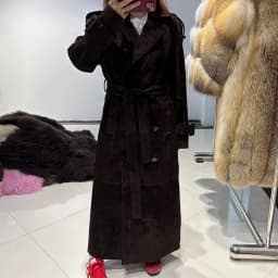 YOLOAgain Double Breasted Suede Jacket Coat Women Real Leather Trench Coat
