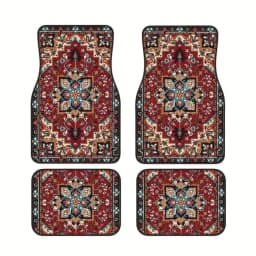 4Pcs Bohemian Car Floor Mats Anti-slip Heavy Duty Persian Carpet Dirty Resistant Car Decoration Car Floor Protector Rugs