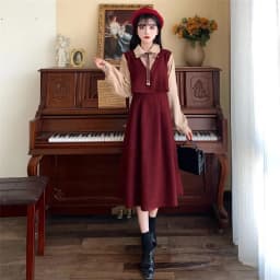 Spring Autumn Winter plus Size College Style Shirt Patchwork Hepburn Retro Dress Student a Line Skirt Long Sleeve High Waist