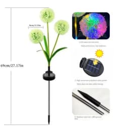 1PC/2PC LED Solar Dandelion Flower Lamp Solar Courtyard Light Waterproof For Courtyard Paths Terraces Garden Decoration